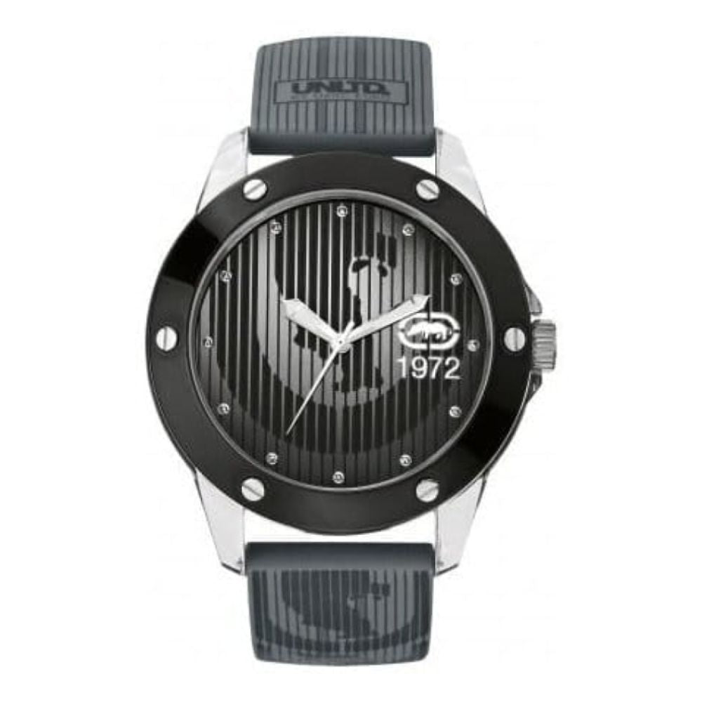Gents The Tran Grey Striped Silicone Strap Watch
