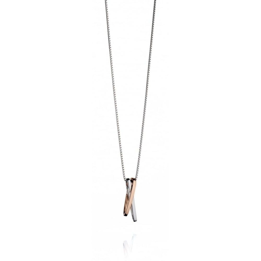 Rose Gold Detail Modernist Double Hoop Pendant