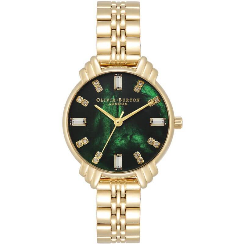 Art Deco Emerald & Gold Baguette Bracelet Watch