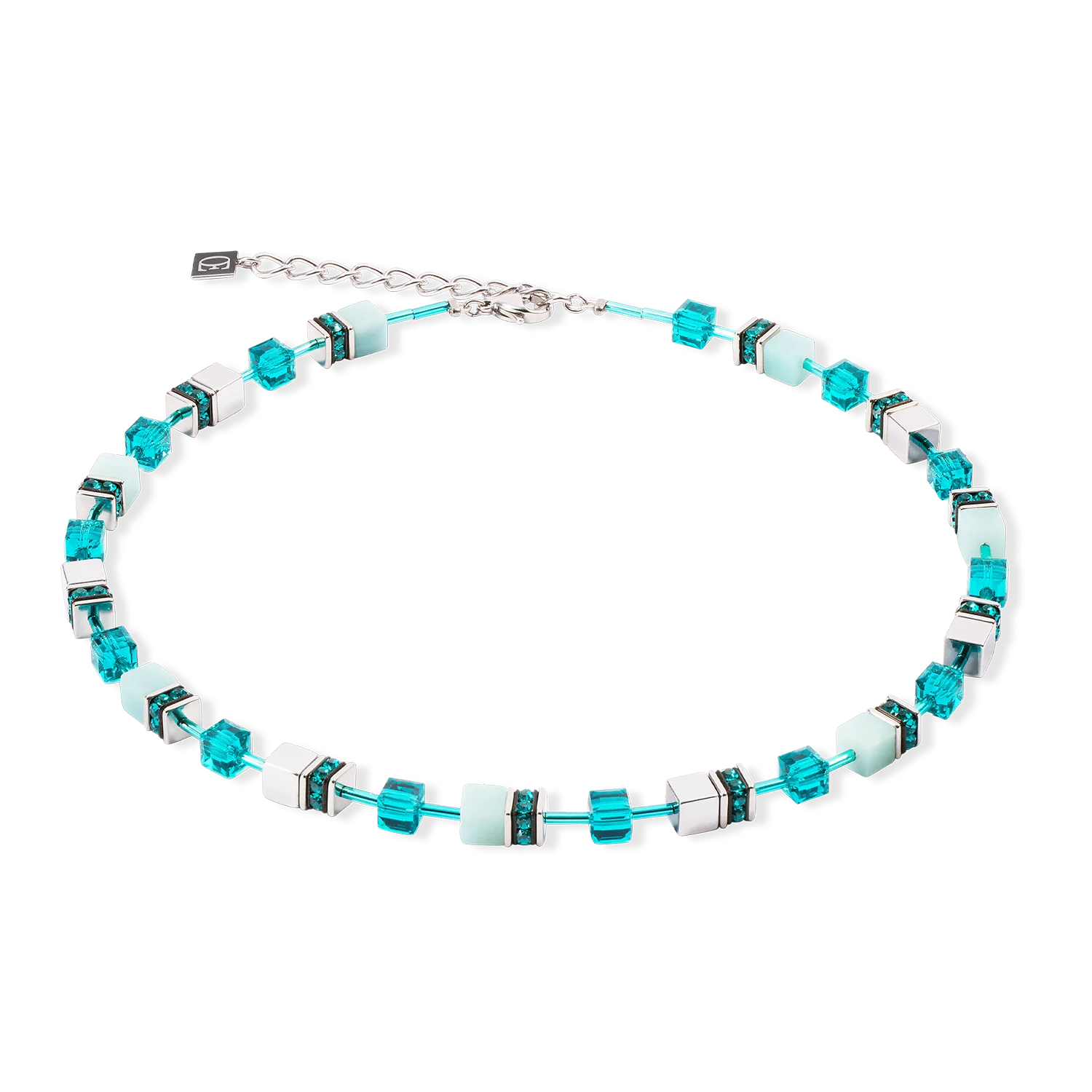 GeoCUBE Iconic Precious Silver Green Necklace