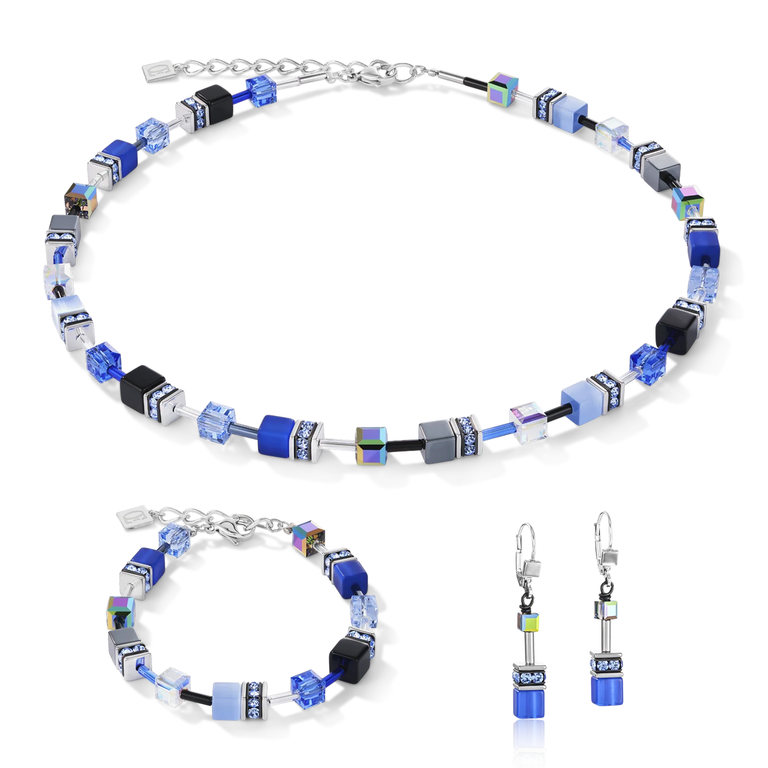 GeoCUBE Cobalt Blue Grey Earrings