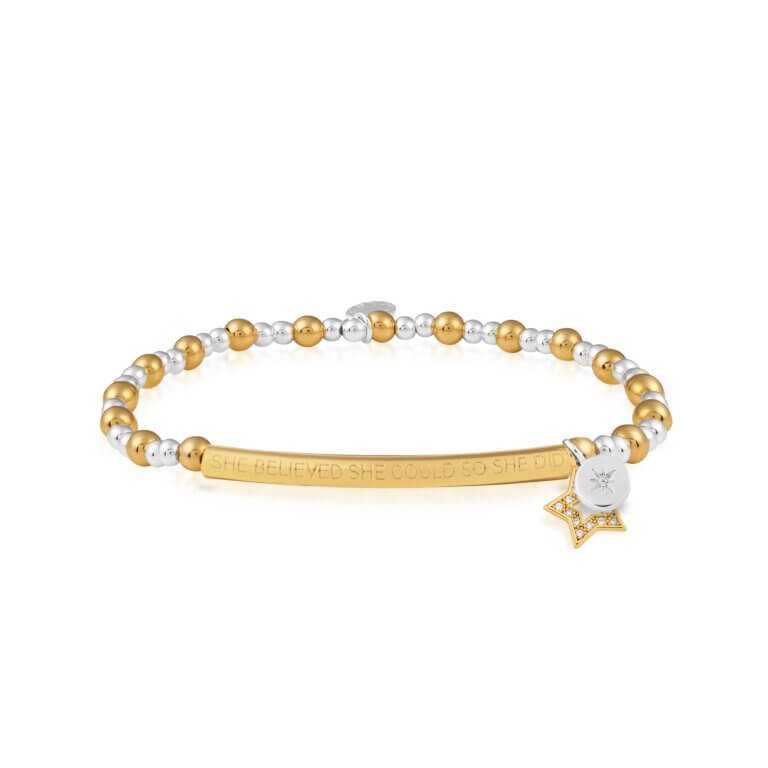 Bracelet Bar | She Believed She Could So She Did | Silver And Gold | Bracelet | 17.5cm Stretch