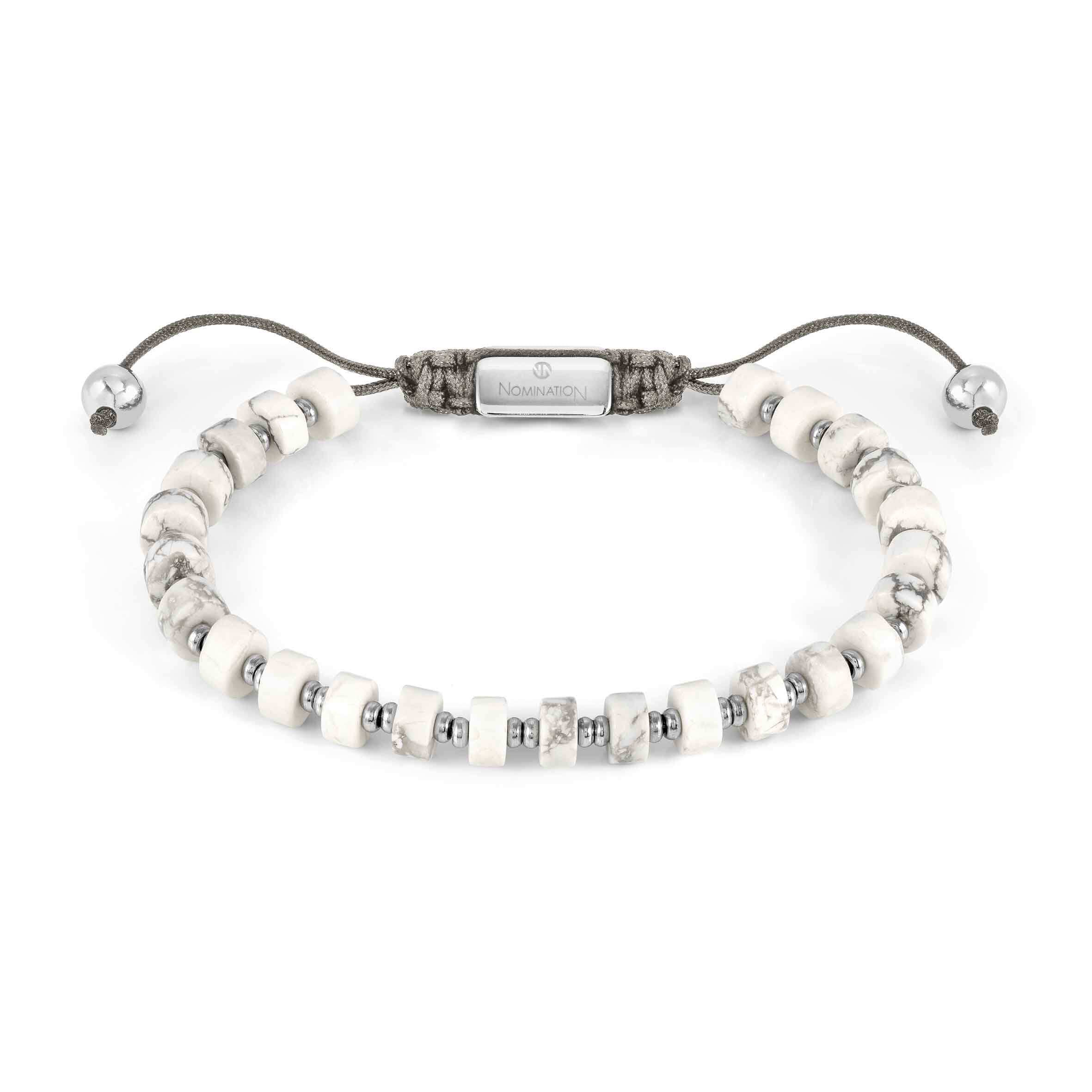 Instinct Style SS White Turquoise Grey Cord Bracelet
