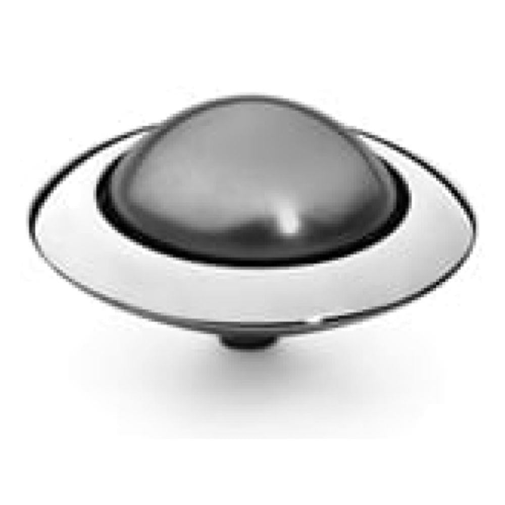 Famosa Tondo 16mm Dark Grey Pearl In Stainless Steel Ring Top
