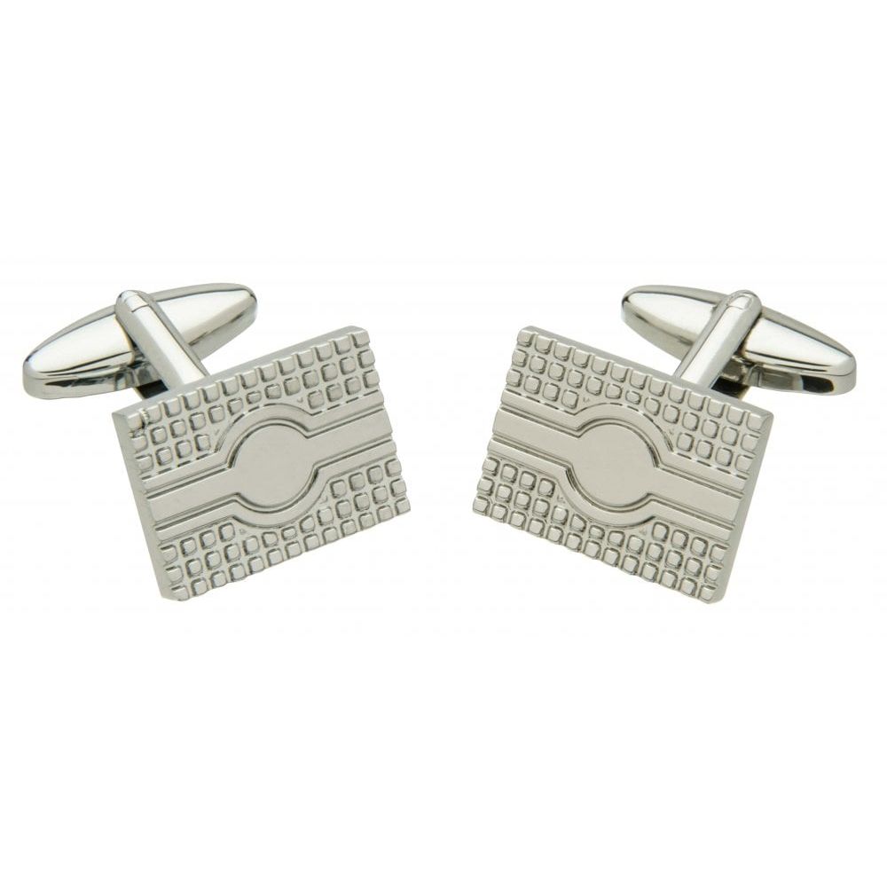 Brass Fine Line Pattern Rectangular Cufflinks