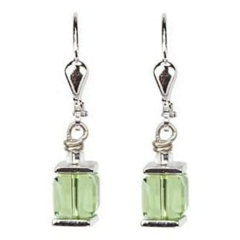Ladies Light Green Swarovski Elements Set In White-Bronze Alloyed Steel Earrings