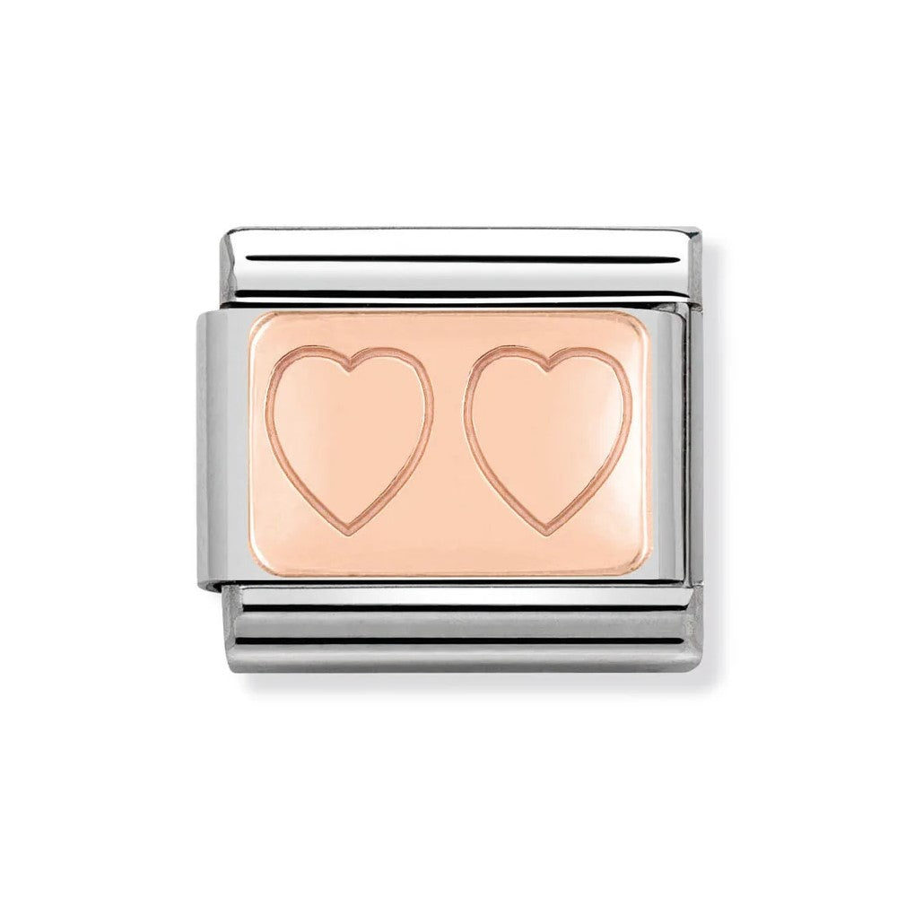 Classic Double Heart Rose Gold Link