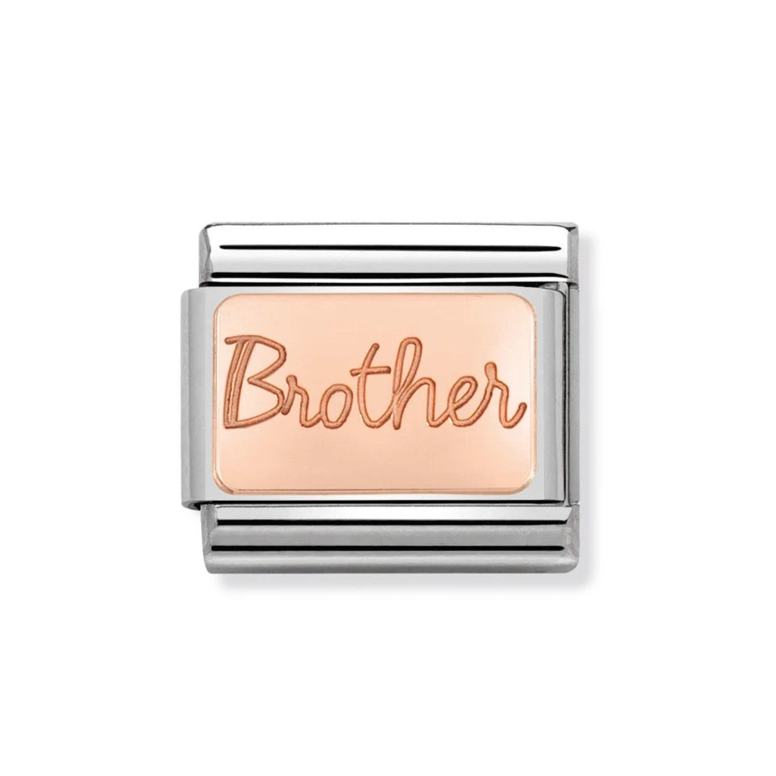 Composable Classic Brother Engraved Rose Gold Plate In Stainless Steel Charm
