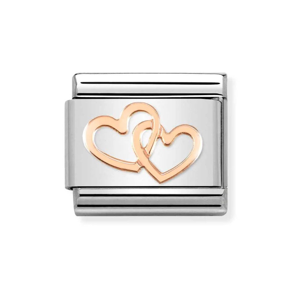 Classic Composable Link In 9K Rose Gold With Hearts Intertwined Symbol