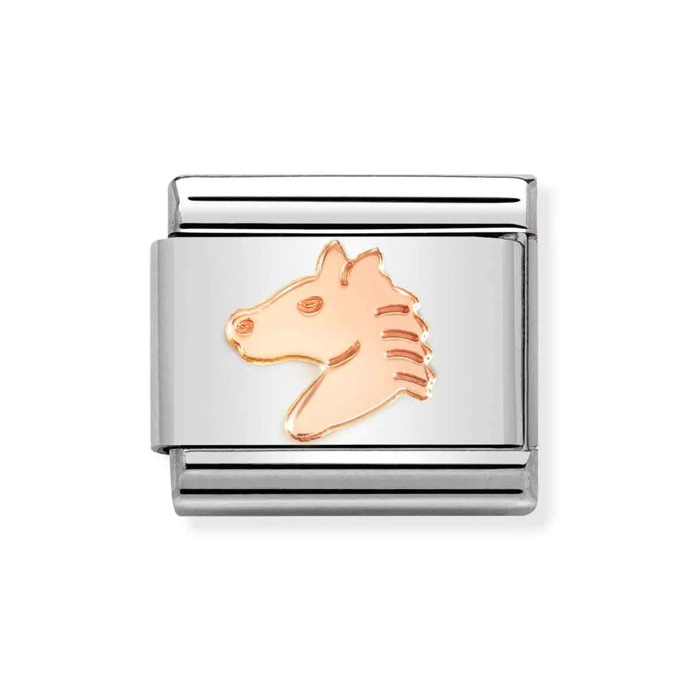 Classic Link In 9K Rose Gold Head of Horse Symbol