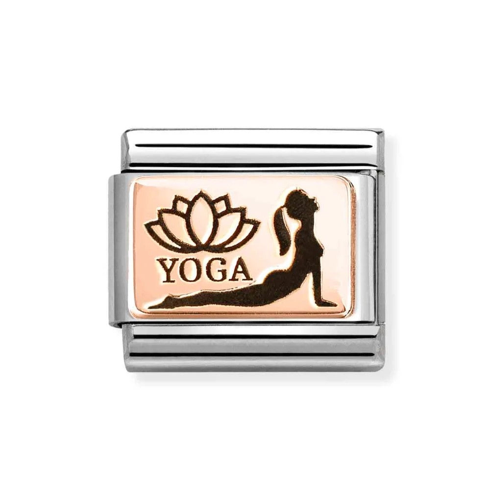 Composable Classic Yoga in Cobra Pose Symbol In 9K Rose Gold Charm