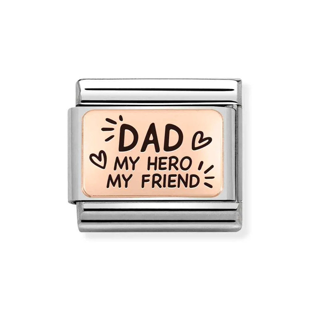 Composable Classic Plates Dad My Hero My Friend 9K Rose Gold Link