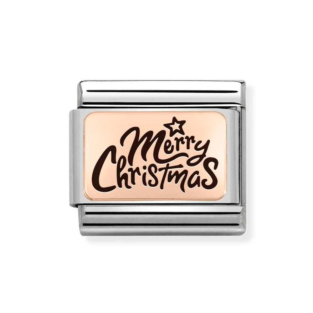 Composable Classic Plates Merry Christmas 9K Rose Gold Link