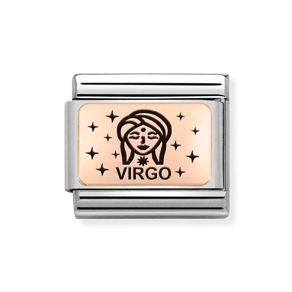 Composable Classic Stainless Steel Link With 9K Rose Gold Virgo Zodiac Symbol