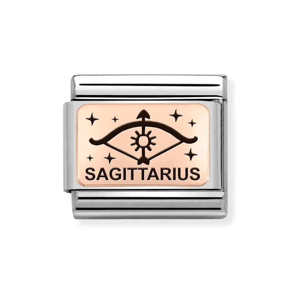 Composable Classic Stainless Steel Link With 9K RG Sagittarius Zodiac Symbol