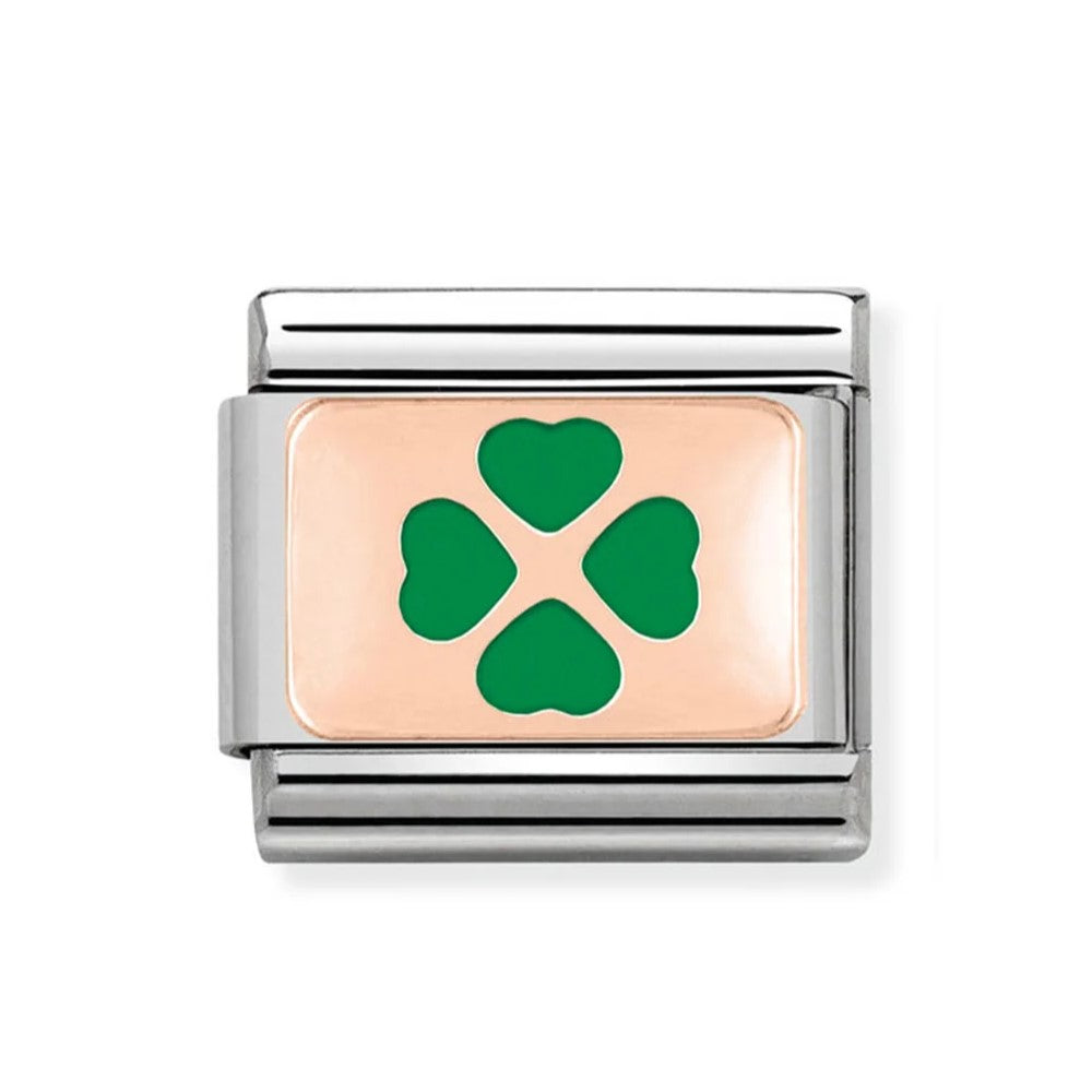 Classic Rose Gold Green Clover Link