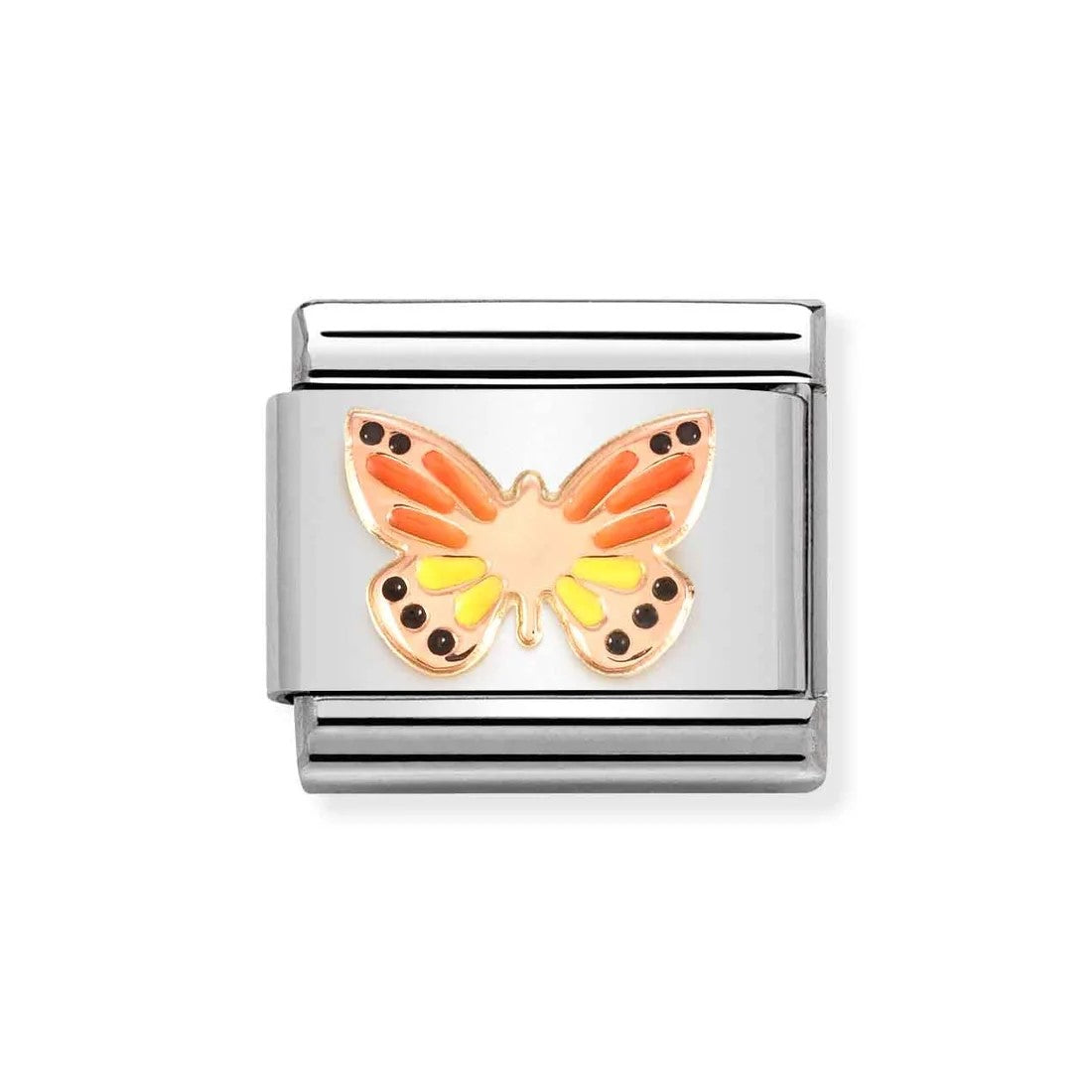 Composable Classic Butterfly In 9K Rose Gold & Coloured Enamel Charm