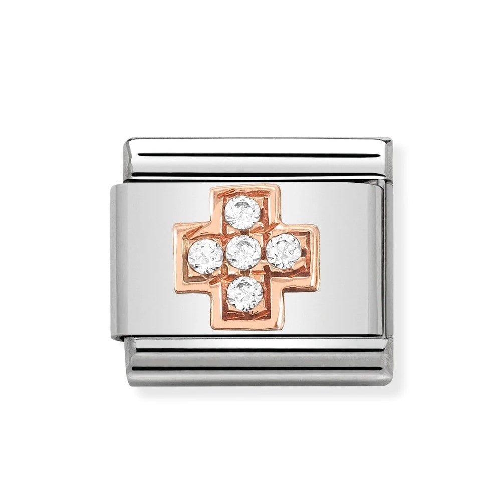 Composable Classic 9k Rose Gold CZ Cross Link