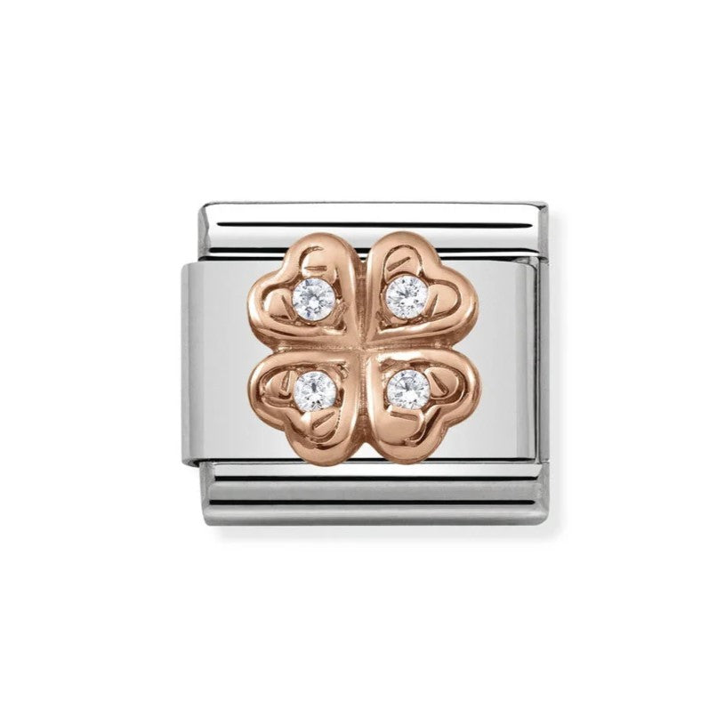 Classic Rose Gold CZ Clover Link