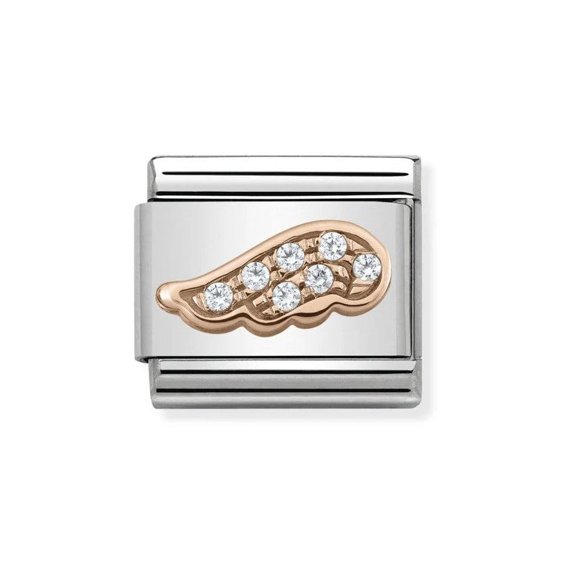 Classic Rose Gold CZ Angel Wing Link