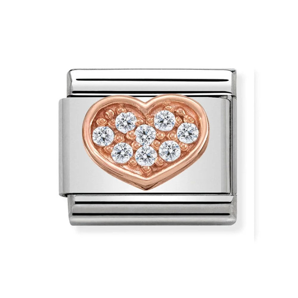 Classic Rose Gold CZ Heart Link