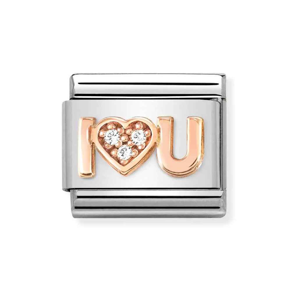 Composable Classic Link In 9K Rose Gold I LOVE U With CZ