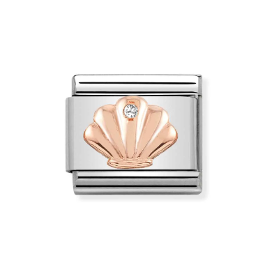 Composable Classic Symbols In Steel, 9k Rose Gold & CZ Shell Charm