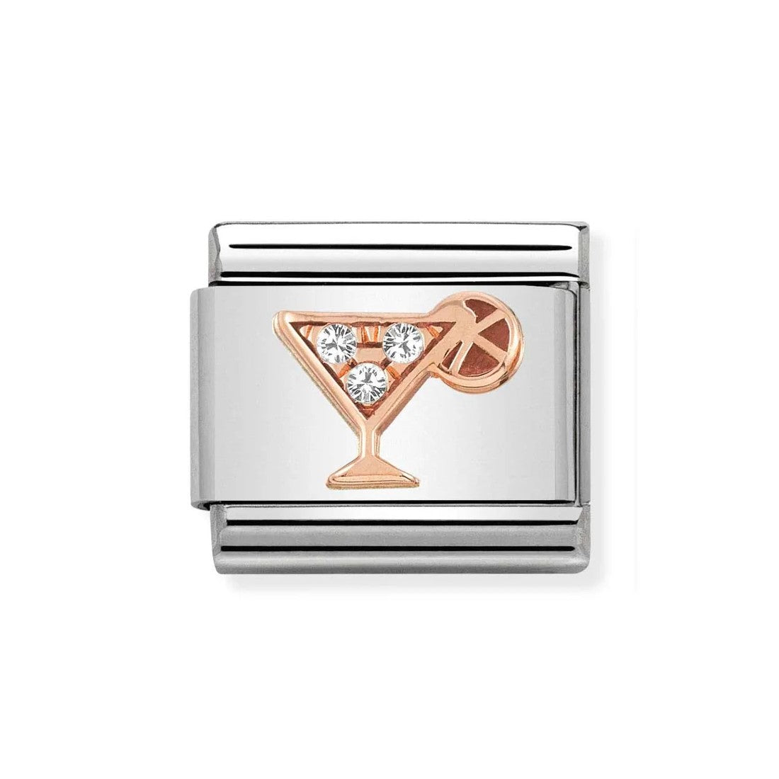 Composable Classic Symbols In Steel, 9k Rose Gold & CZ Cocktail Charm