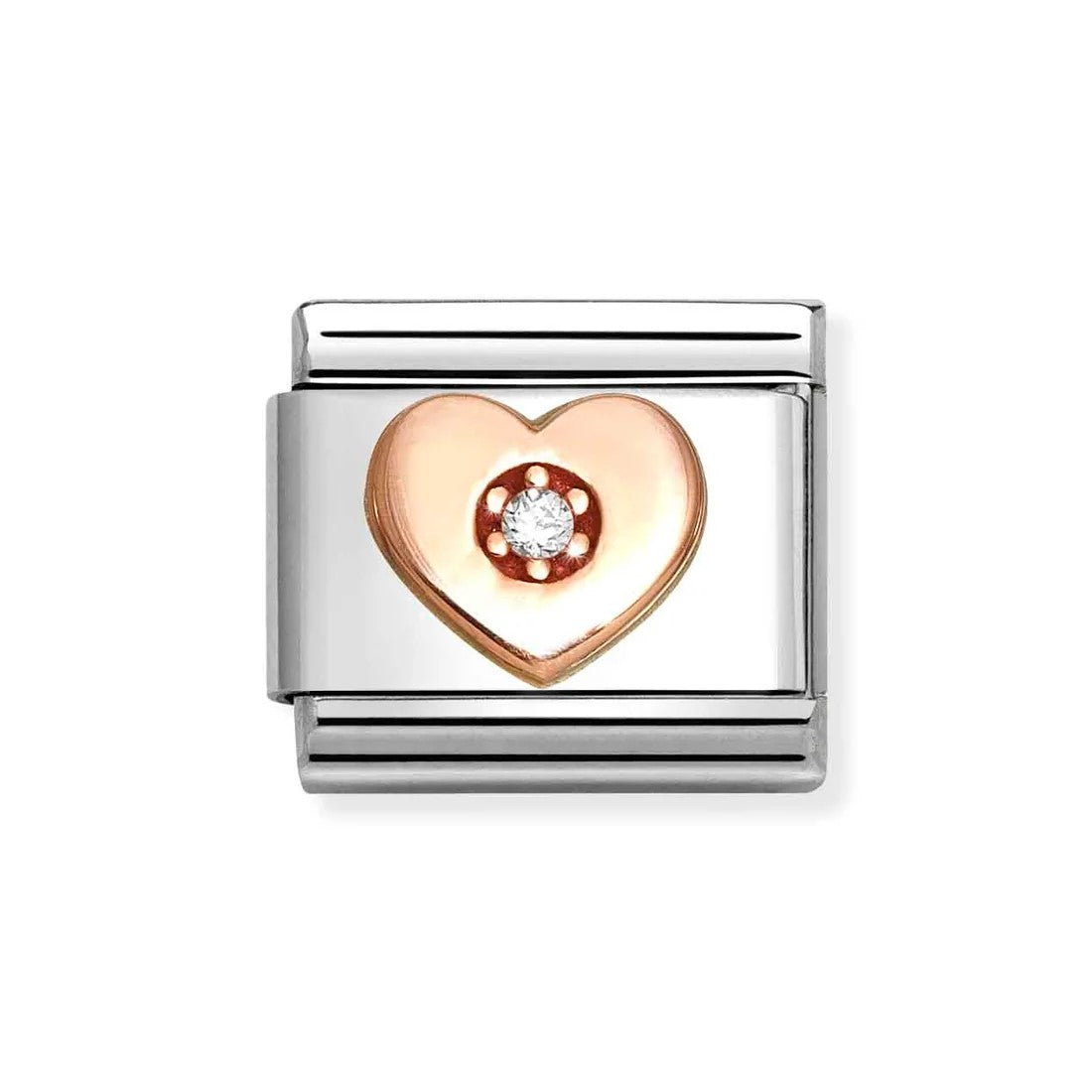 Composable Classic Link With Heart In 9K RG & White CZ