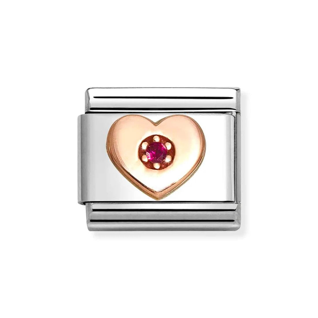 Composable Classic Link With Heart In 9K RG & Red CZ