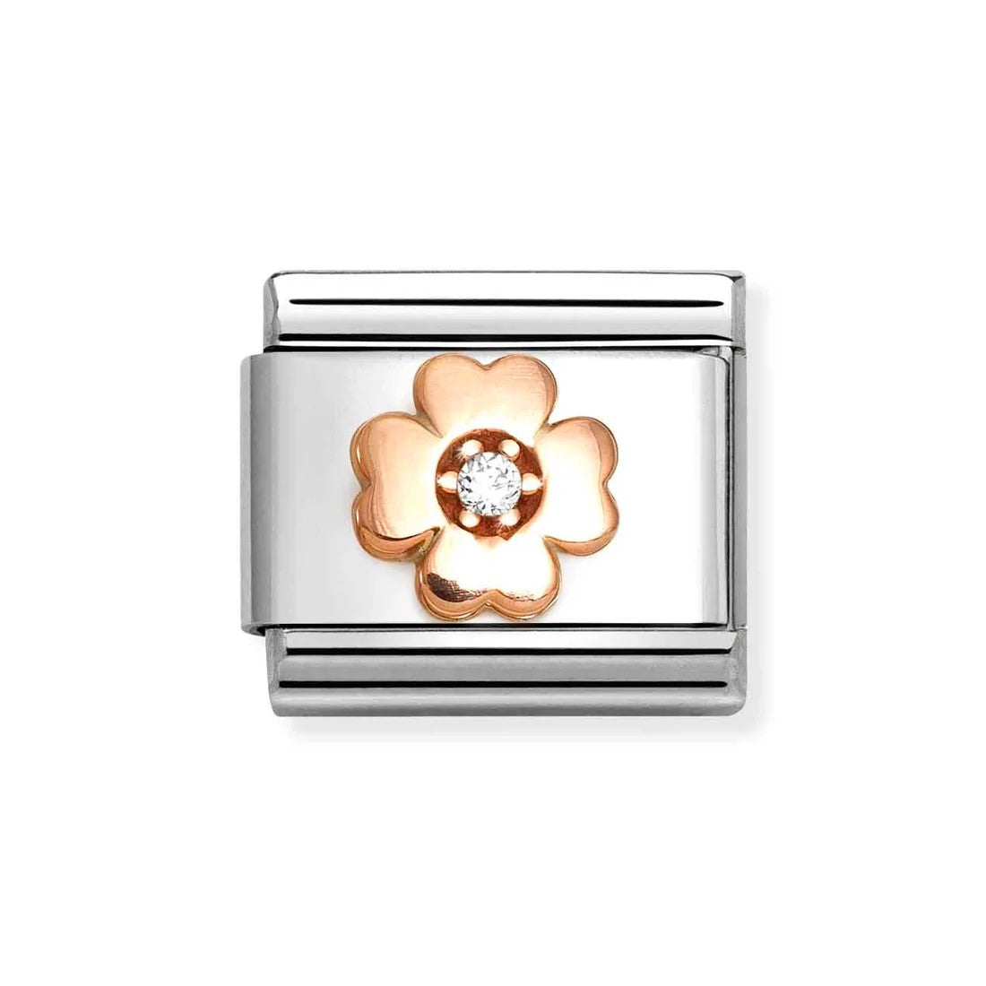 Composable Classic Link With Four-Leaf Clover In 9K RG & White CZ