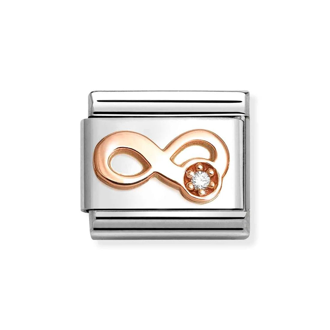 Composable Classic Link With Infinity In 9K RG & White CZ