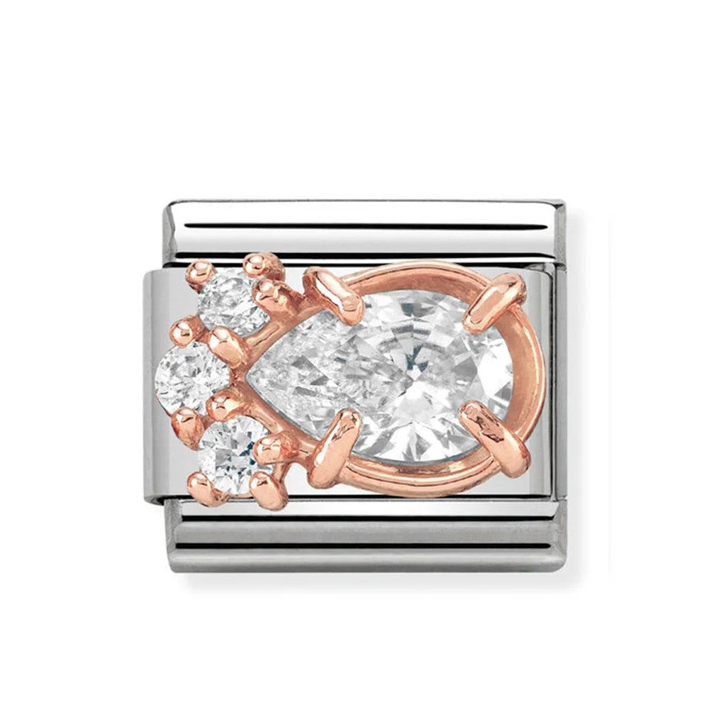 Classic Rose Gold Set CZ Drop Link