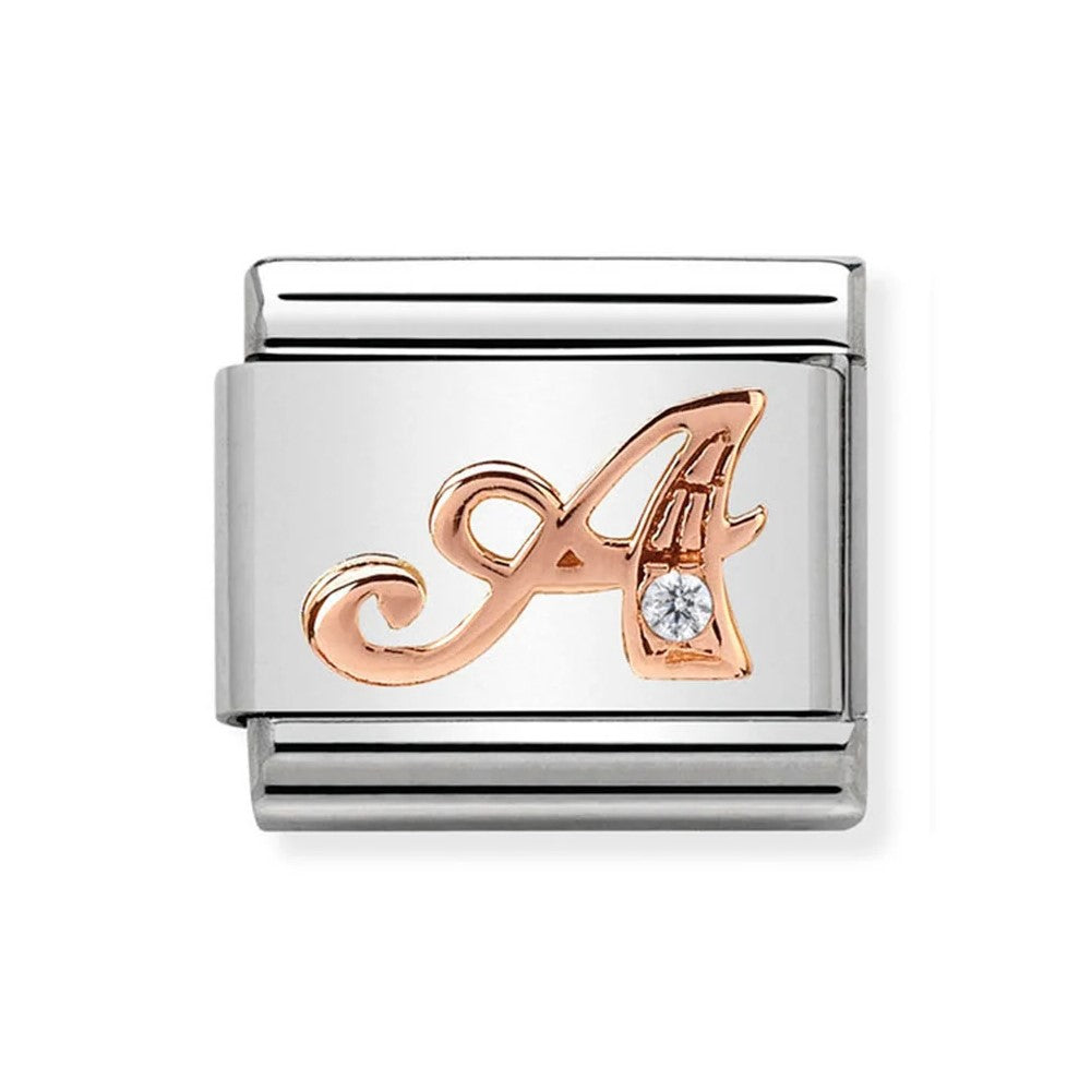 Classic Rose Gold Cubic Zirconia Letter A