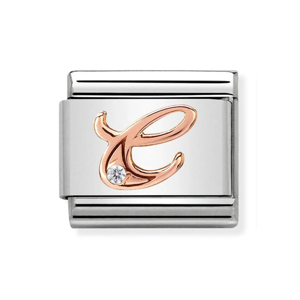 Classic Rose Gold Cubic Zirconia Letter C