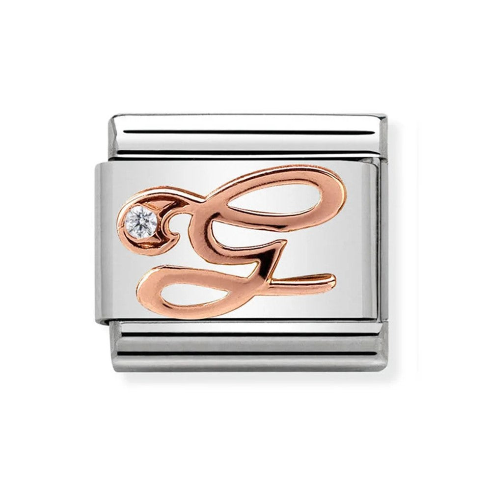 Classic Rose Gold Cubic Zirconia Letter G