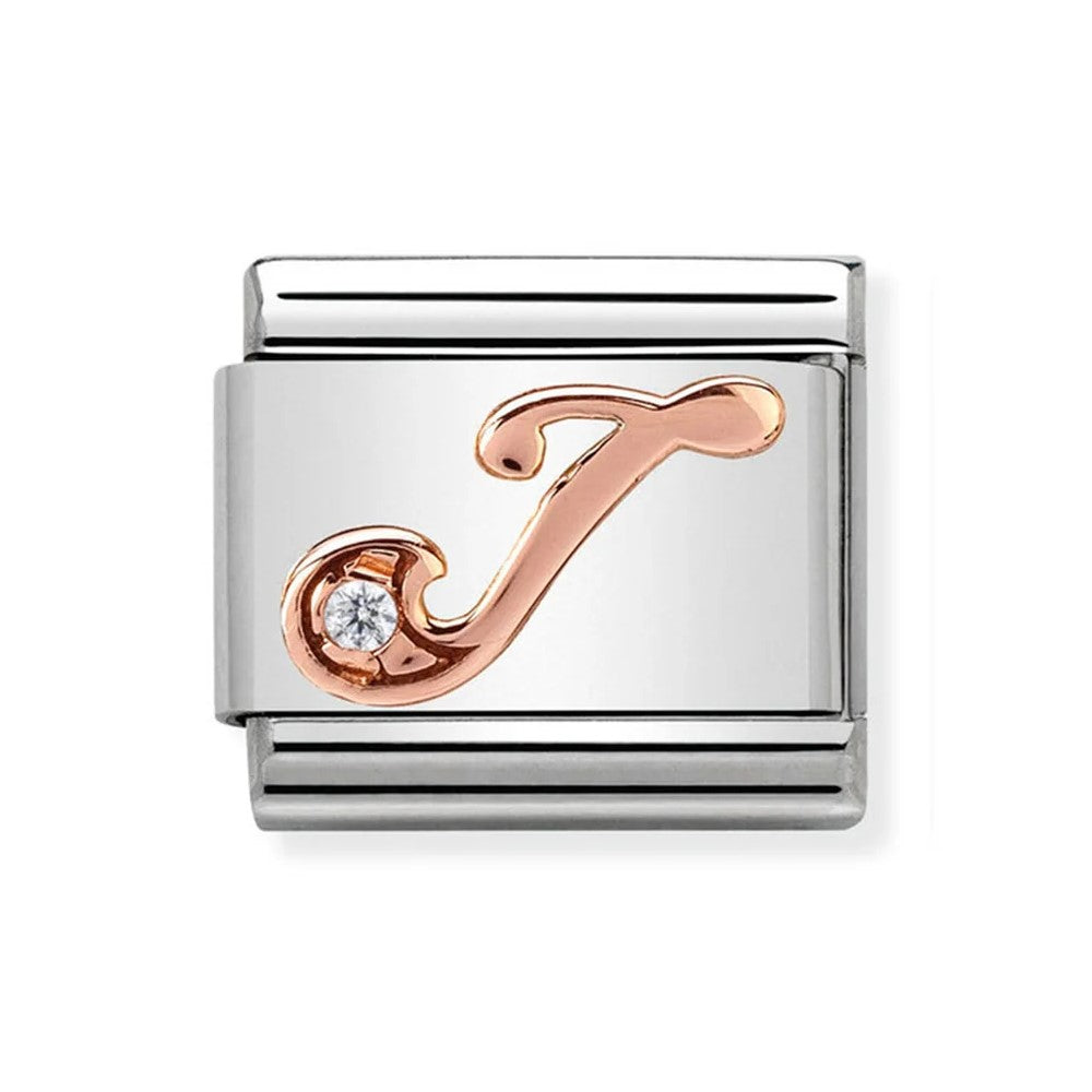 Classic Rose Gold Cubic Zirconia Letter I