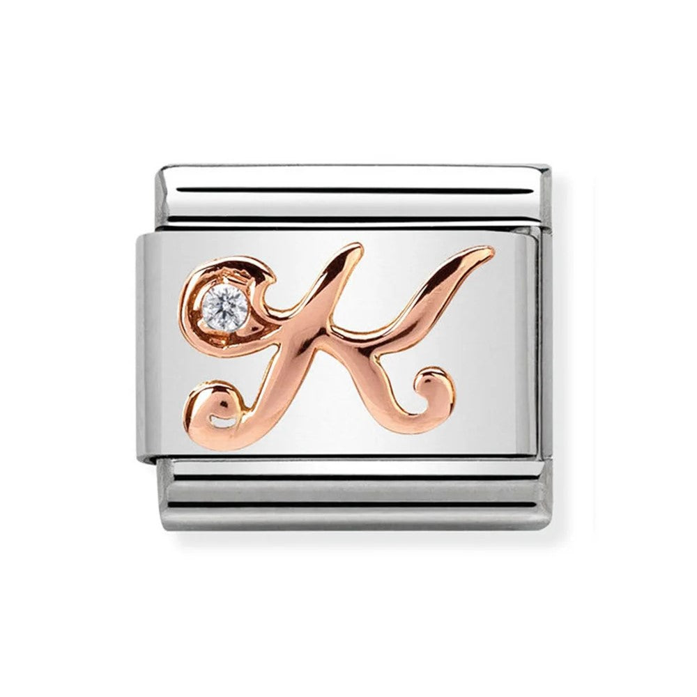 Classic Rose Gold Cubic Zirconia Letter H