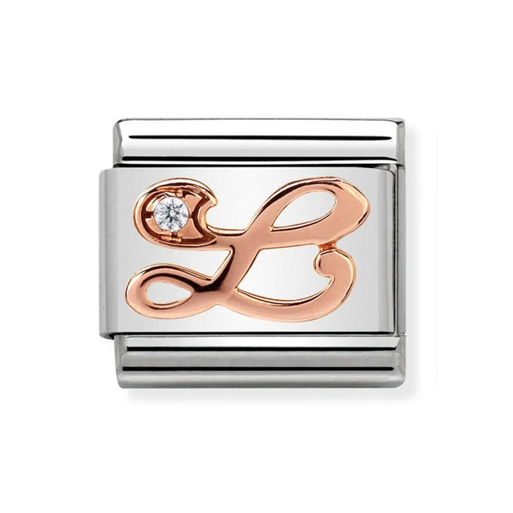 Classic Rose Gold Cubic Zirconia Letter L