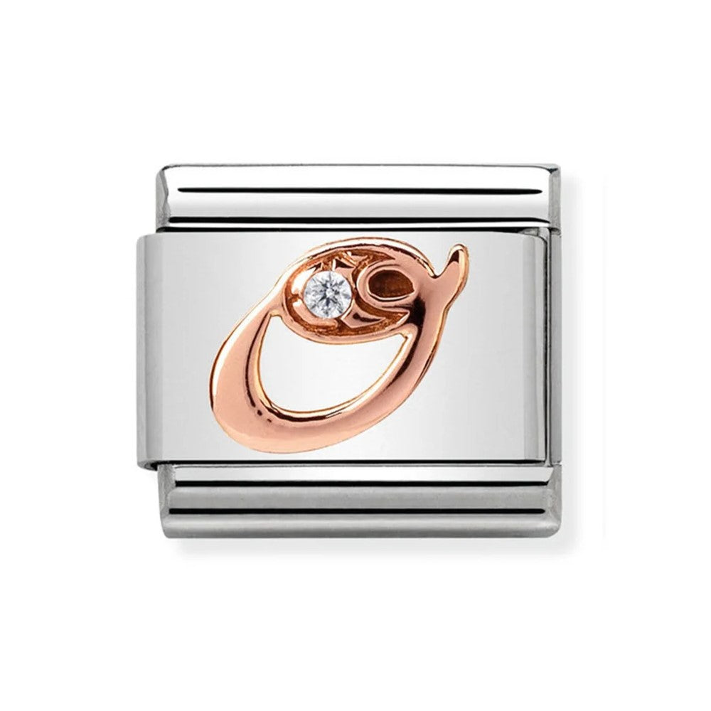 Classic Rose Gold Cubic Zirconia Letter O