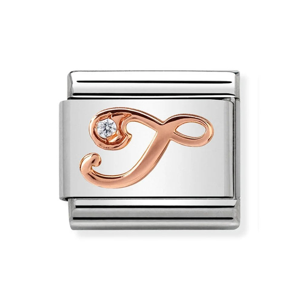 Classic Rose Gold Cubic Zirconia Letter T