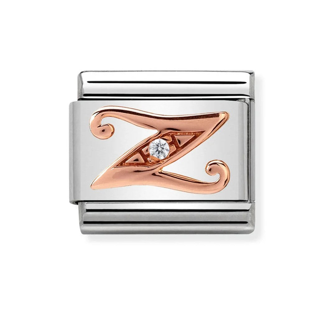 Classic Rose Gold Cubic Zirconia Letter Z