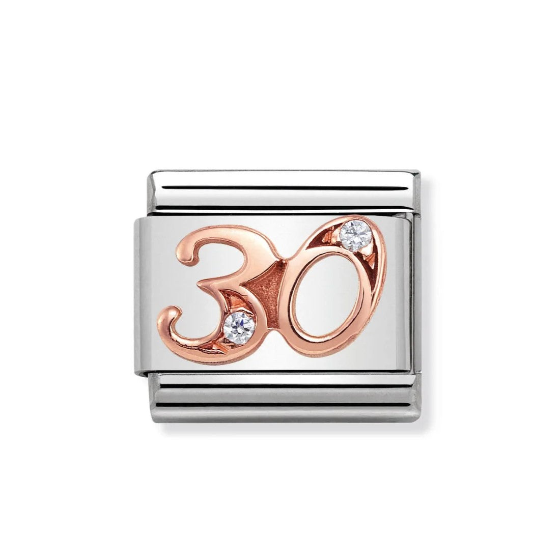 Classic Link In Stainless Steel With Rose Gold 30 & CZs