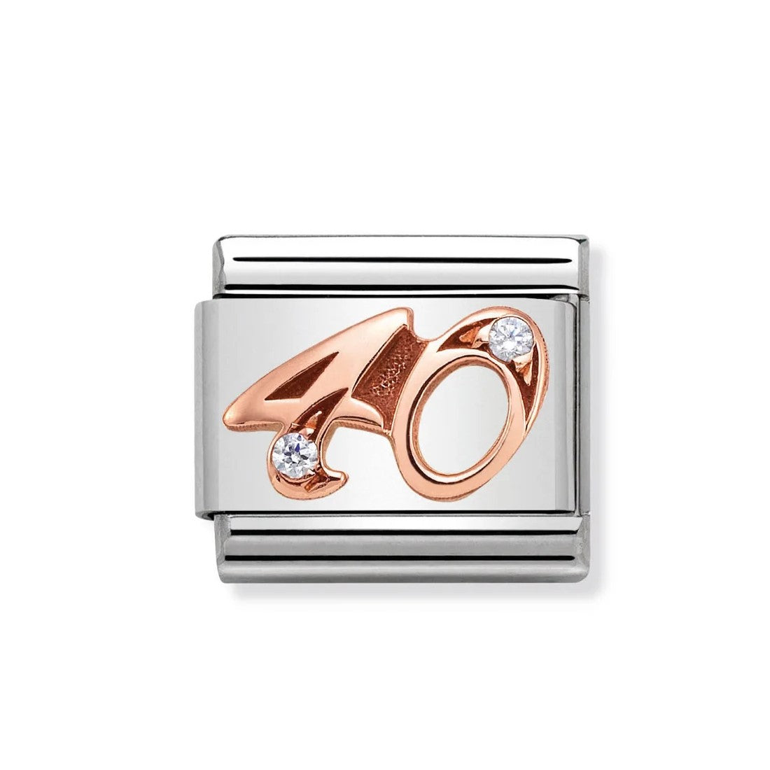 Classic Link In Stainless Steel With Rose Gold 40 & CZs