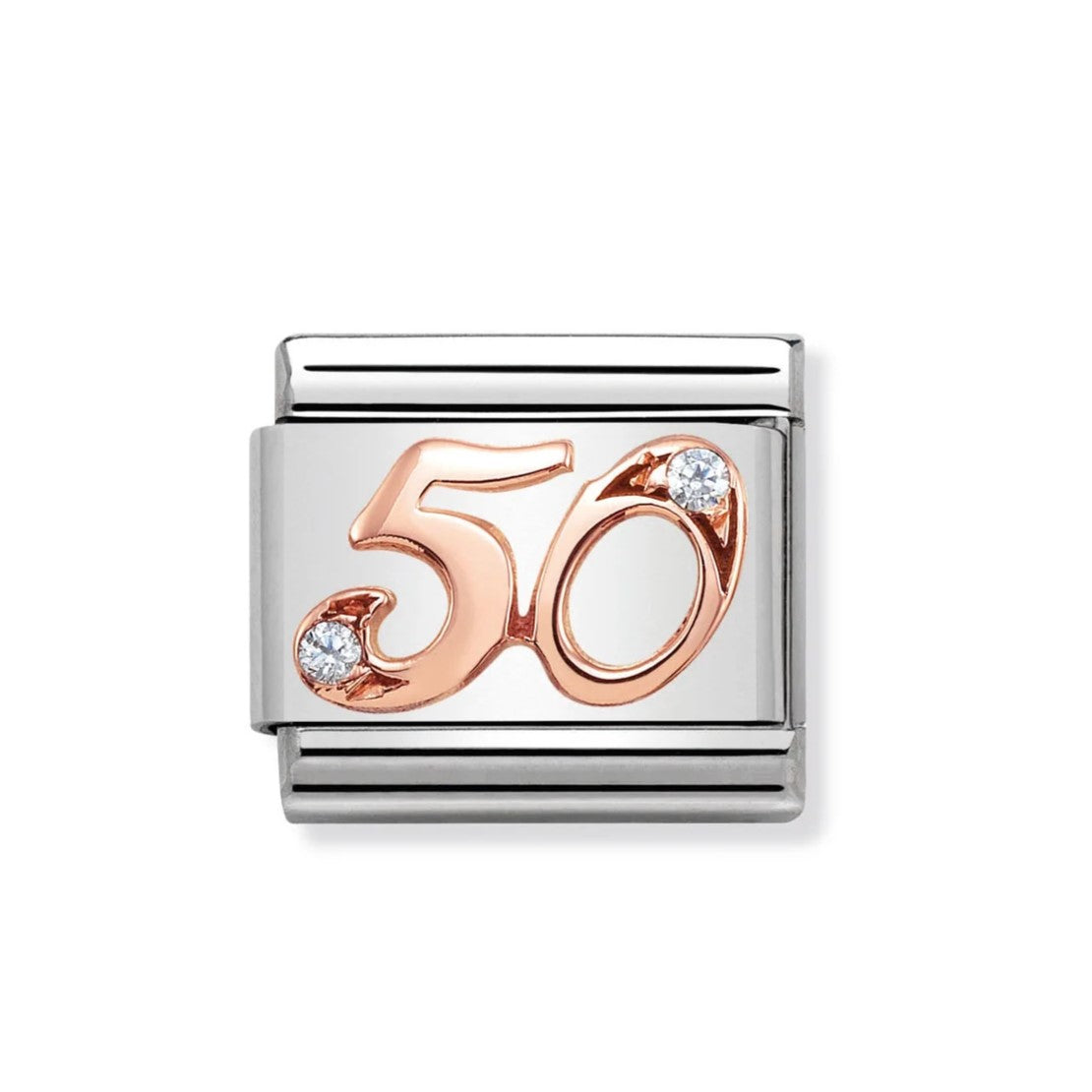 Classic Link In Stainless Steel With Rose Gold 50 & CZs