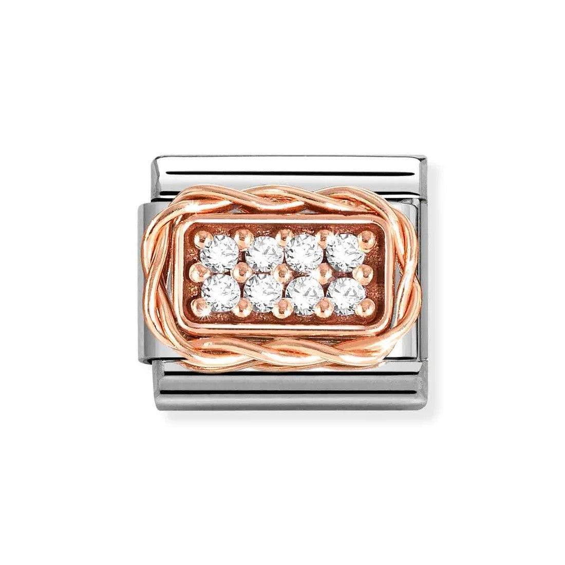 Composable Classic Link With Rectangular Pav Set White CZ In 9K RG