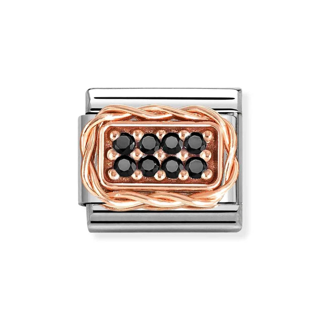 Composable Classic Link With Rectangular Pav Set Black CZ In 9K RG