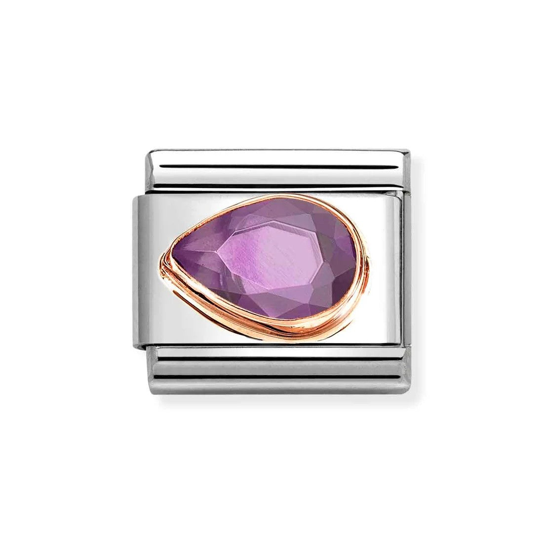 Composable Classic Link With Purple Faceted Left Drop Charm In 9K RG