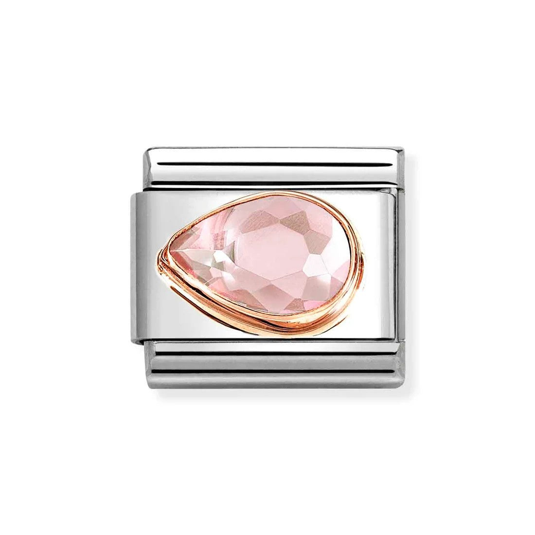 Composable Classic Link With Pink Faceted Left Drop Charm In 9K RG
