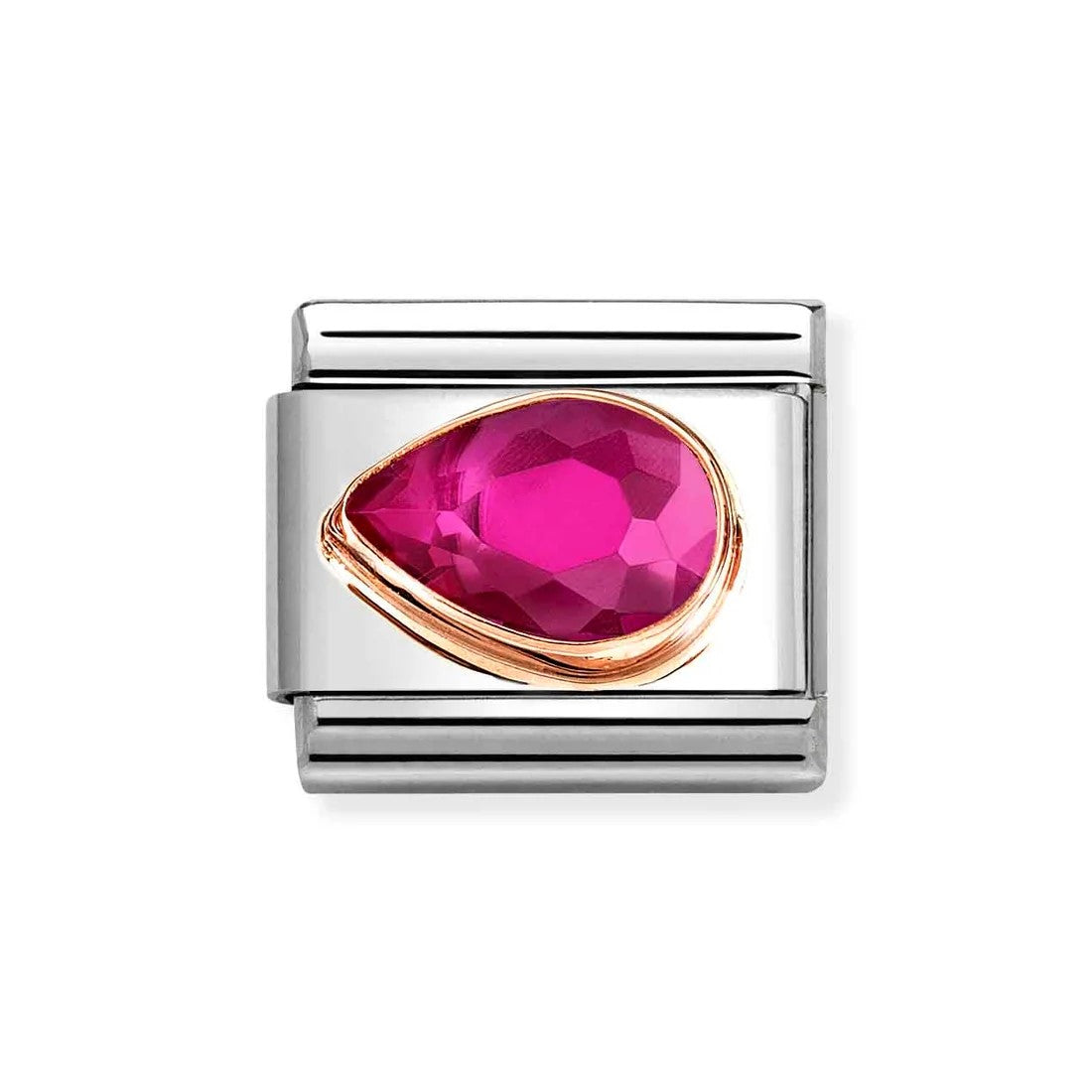 Composable Classic Link With Red Faceted Left Drop Charm In 9K RG